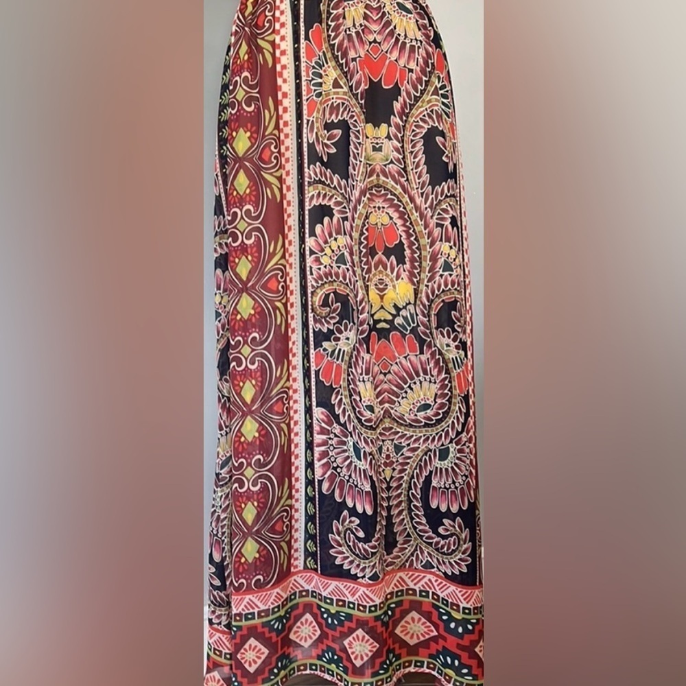 HARPER Dress Size Small Multicolor VNeck maxi dress very feminine back zipper - Picture 2 of 8